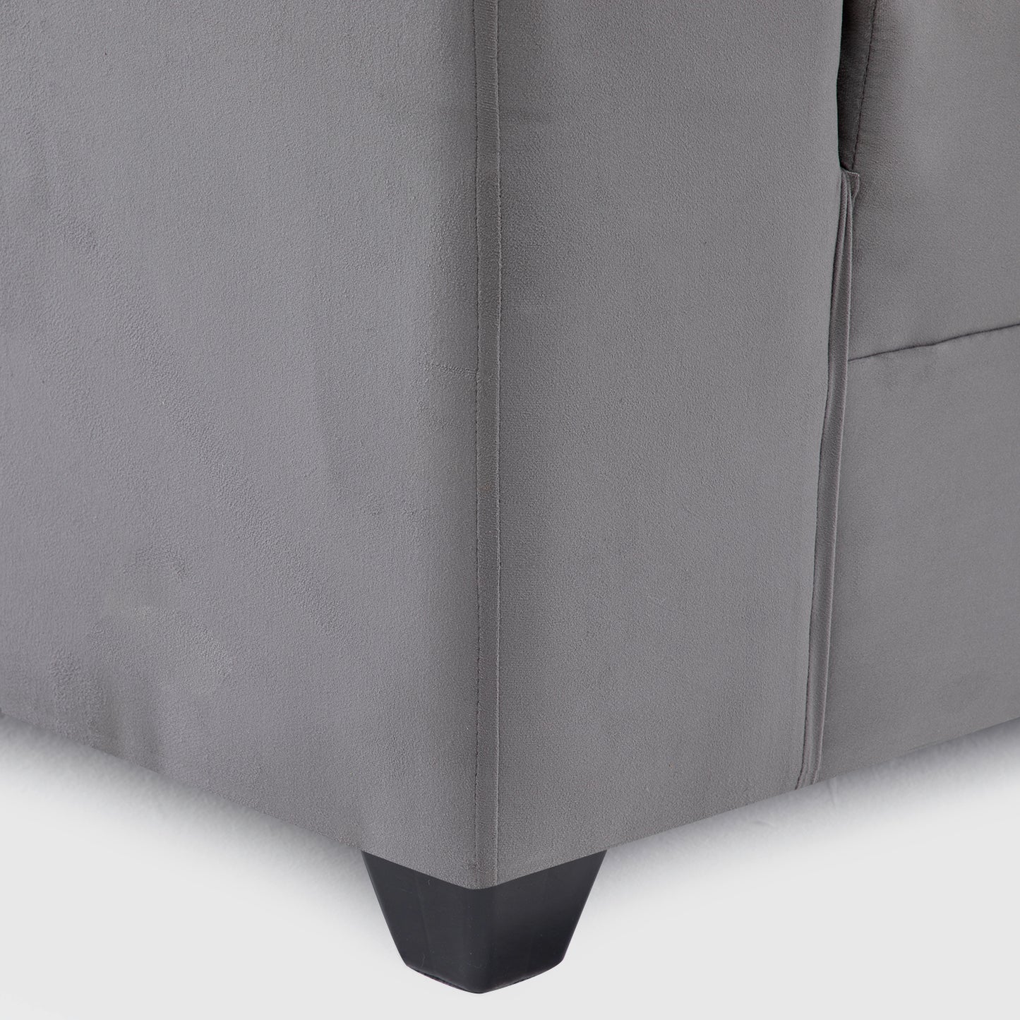Seccional Dubai XS Derecho en Velvet Gris – Elegancia Compacta y Máximo Confort