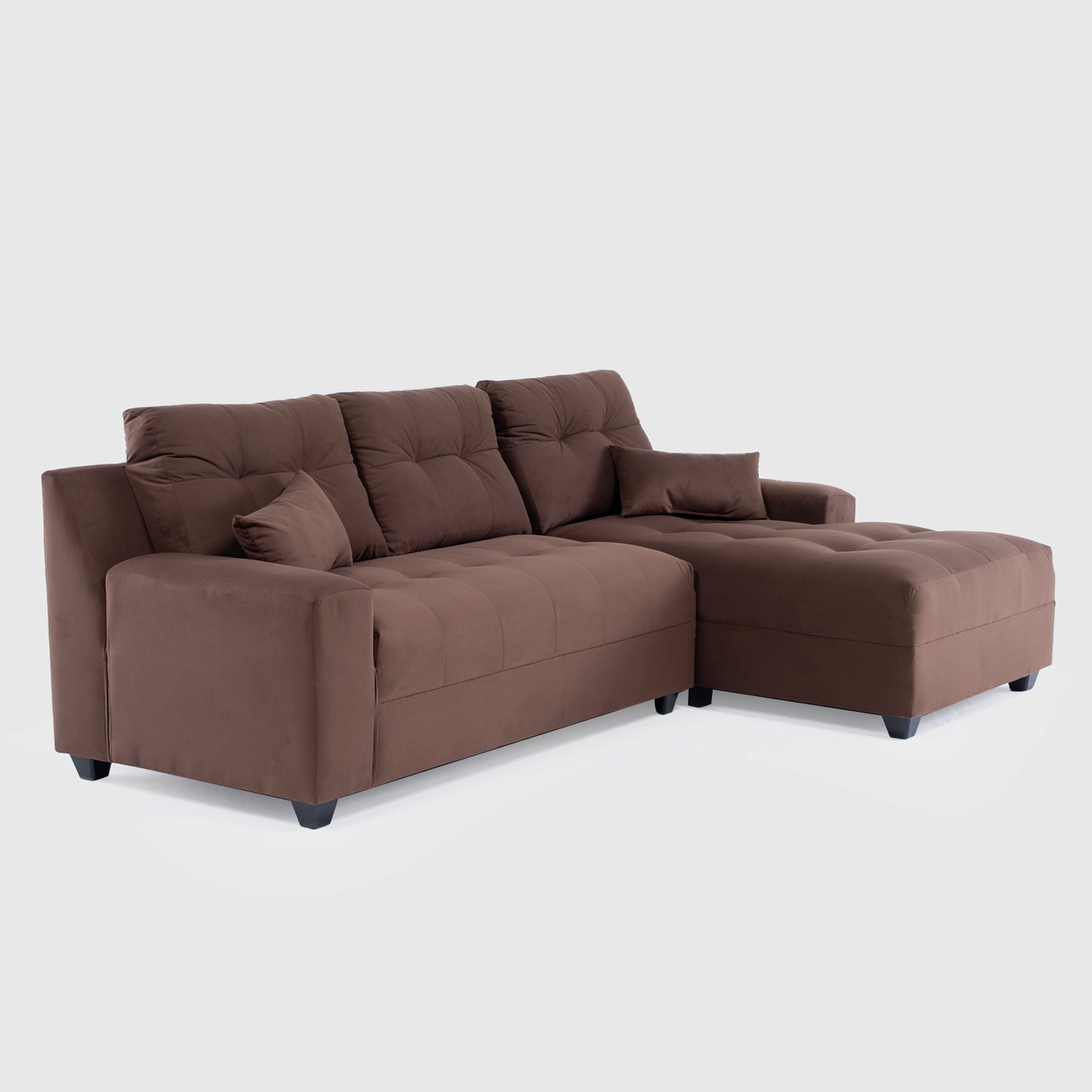 Seccional Dubai XS Derecho en Velvet Café – Elegancia Compacta y Máximo Confort