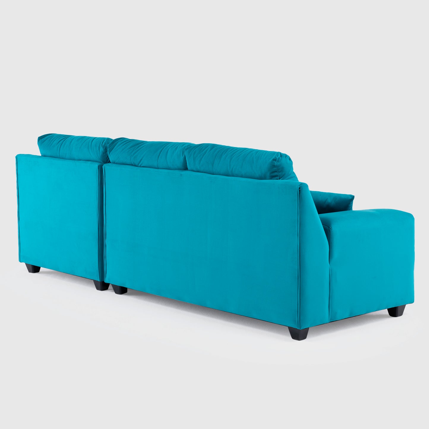 Seccional Dubai XS Derecho en Velvet Turquesa – Elegancia Compacta y Máximo Confort