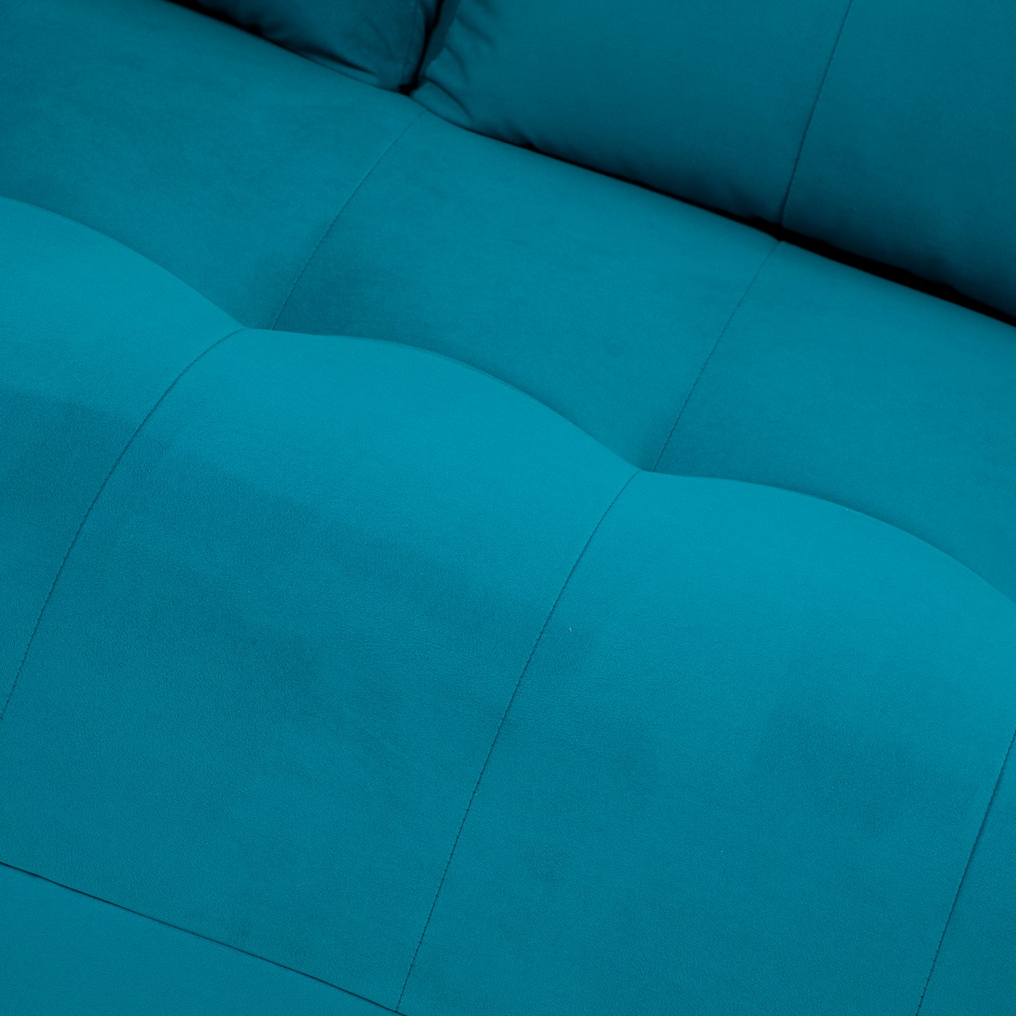 Seccional Dubai XS Derecho en Velvet Turquesa – Elegancia Compacta y Máximo Confort