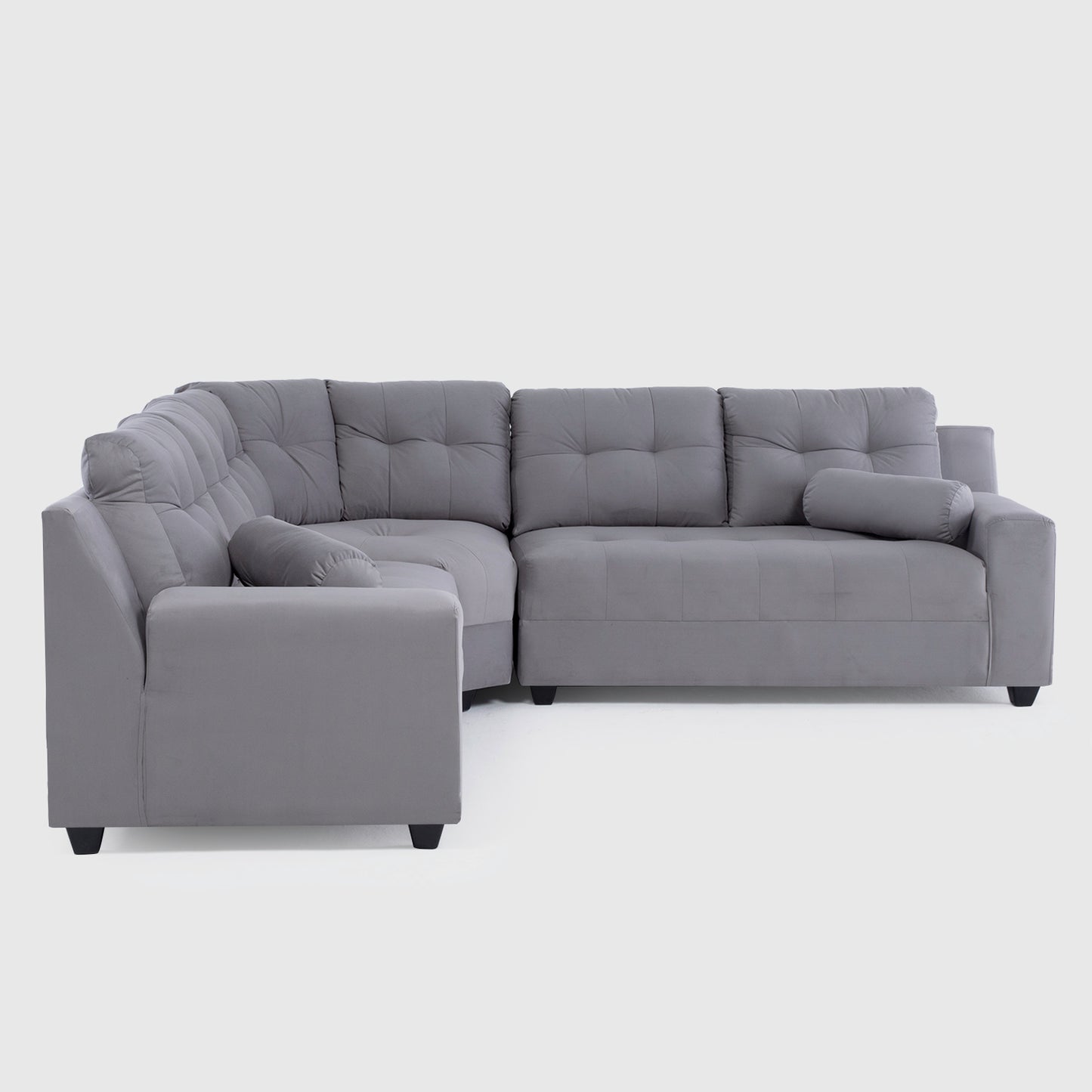 Seccional Nápoles Curvo Velvet Gris – El sofá que tu hogar está esperando