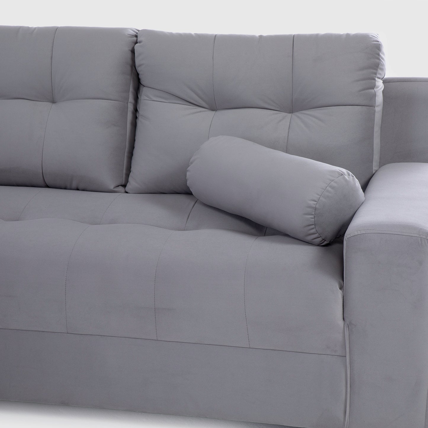 Seccional Nápoles Curvo Velvet Gris – El sofá que tu hogar está esperando