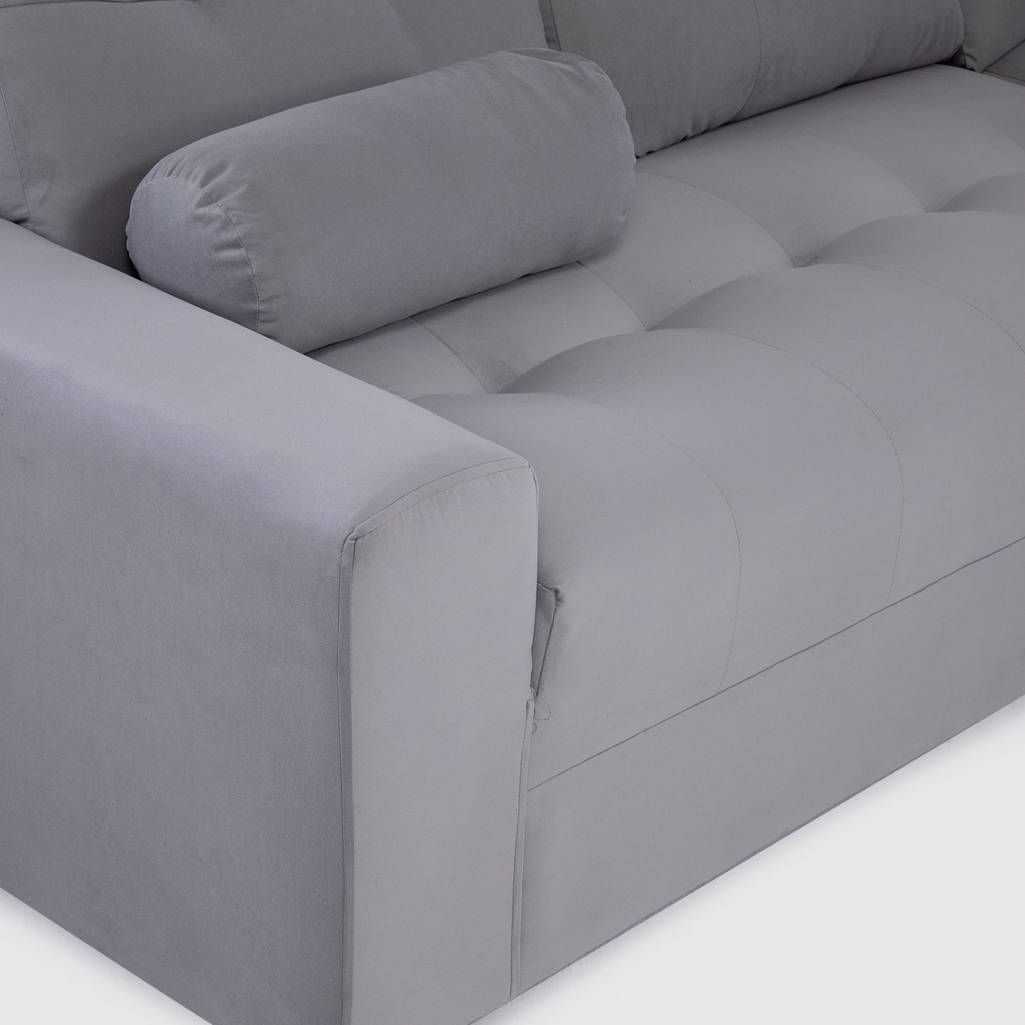Seccional Nápoles Curvo Velvet Gris – El sofá que tu hogar está esperando