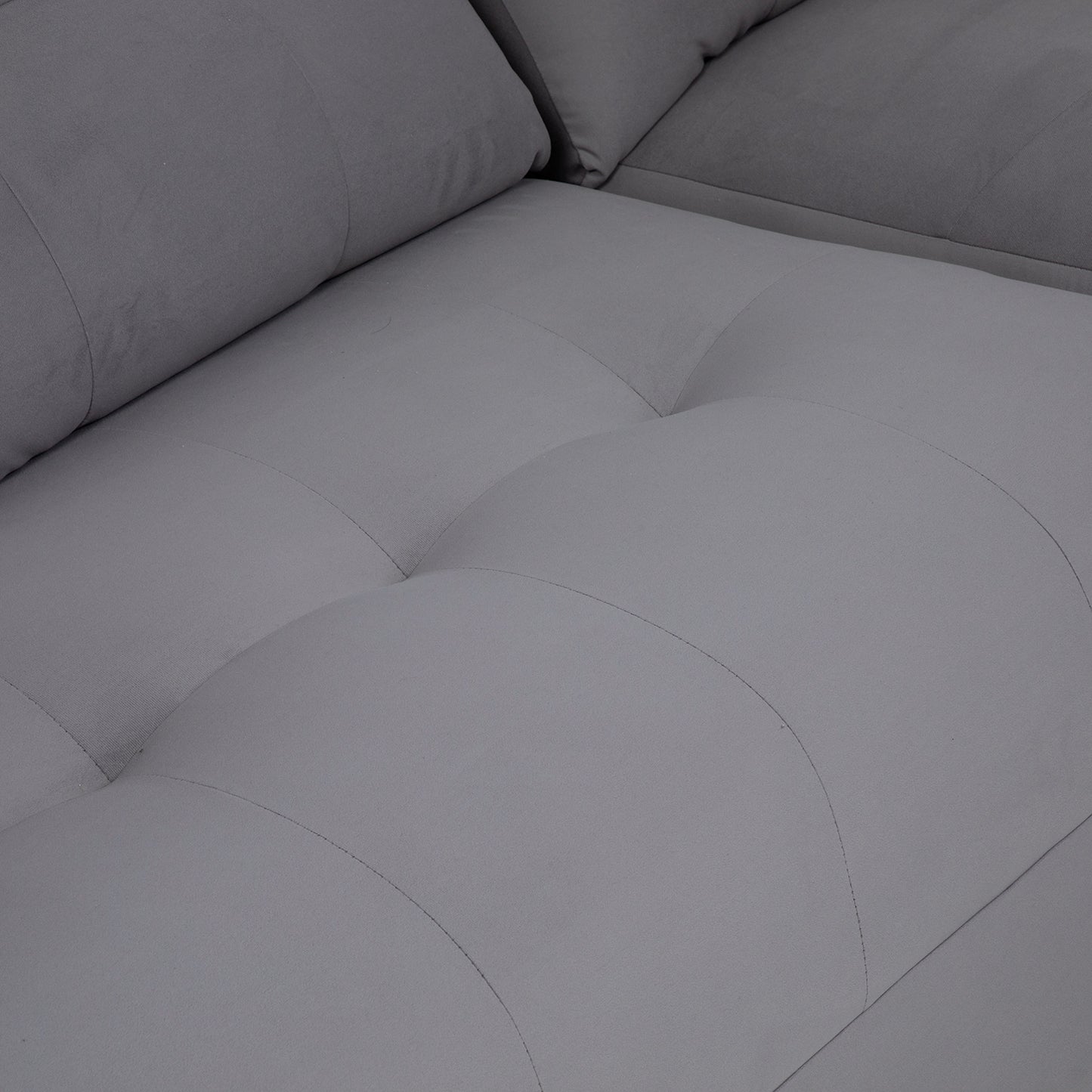 Seccional Nápoles Curvo Velvet Gris – El sofá que tu hogar está esperando
