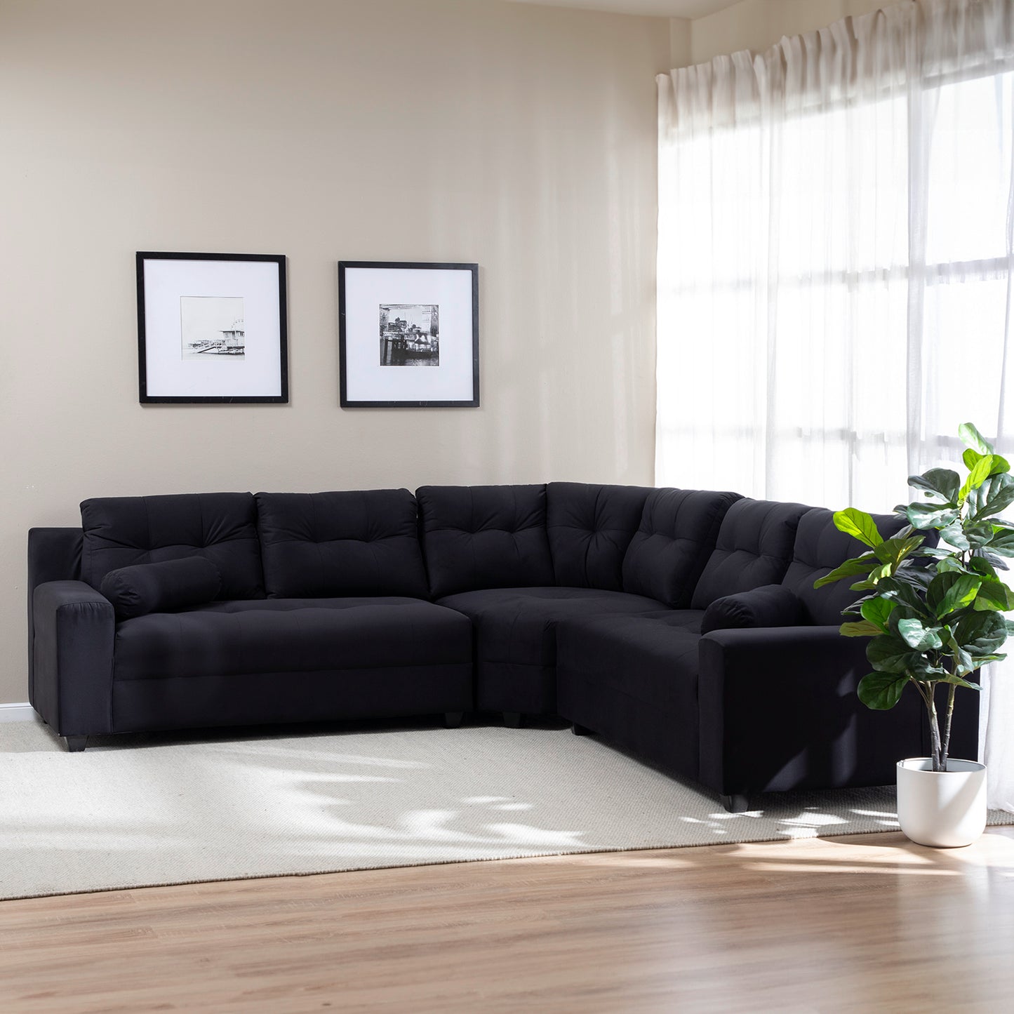 Seccional Nápoles Curvo Velvet Negro – El sofá que tu hogar está esperando