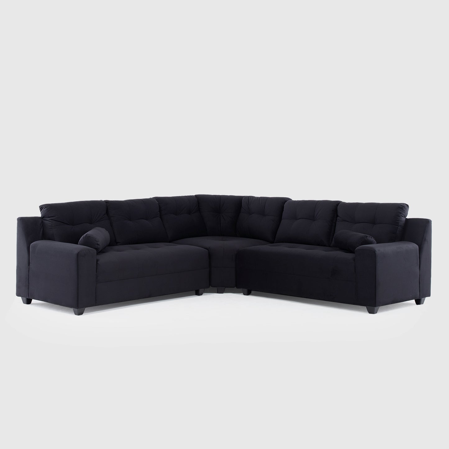 Seccional Nápoles Curvo Velvet Negro – El sofá que tu hogar está esperando