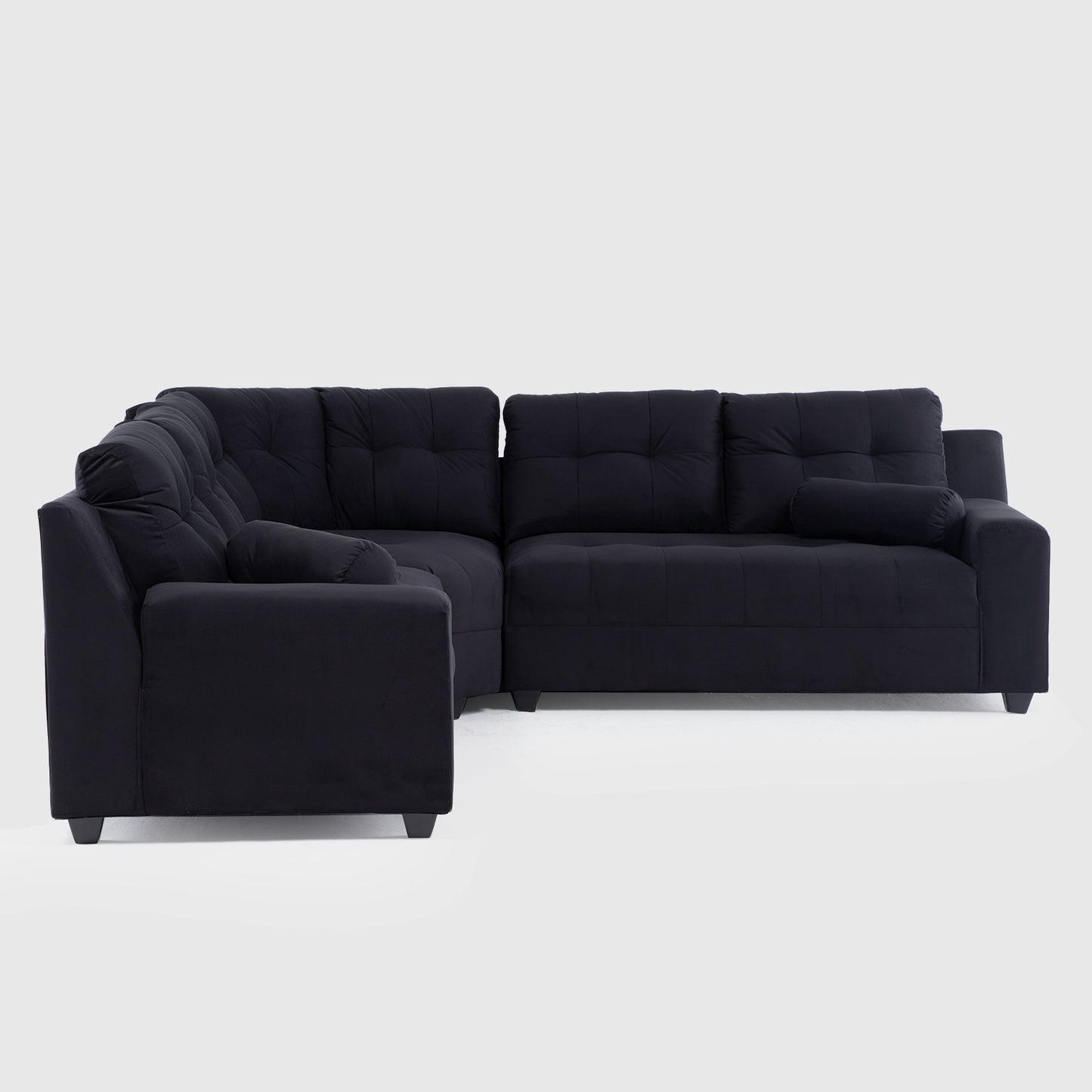 Seccional Nápoles Curvo Velvet Negro – El sofá que tu hogar está esperando