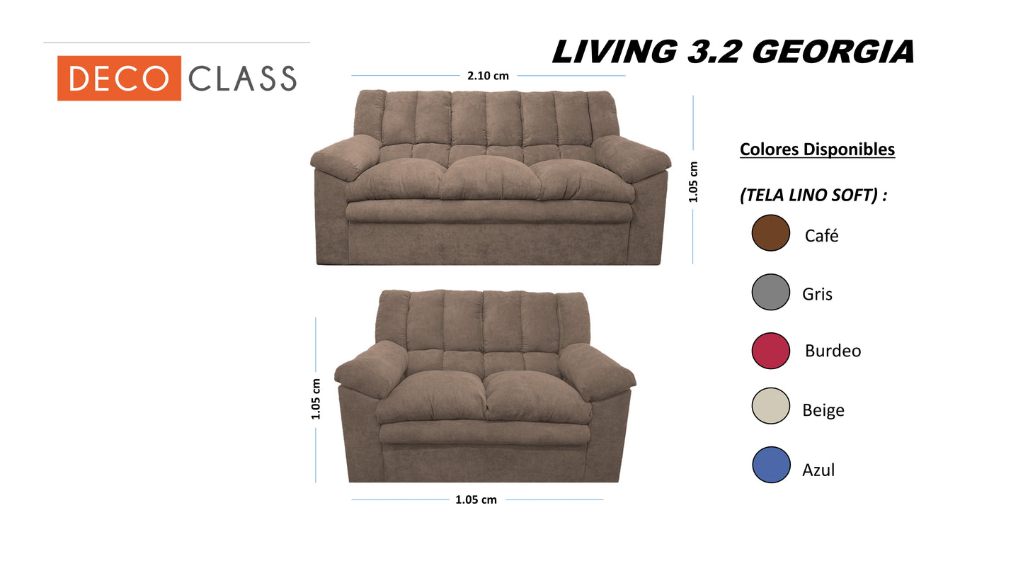 Living 3+2 Grecia - Tela (Lino Soft) Azul