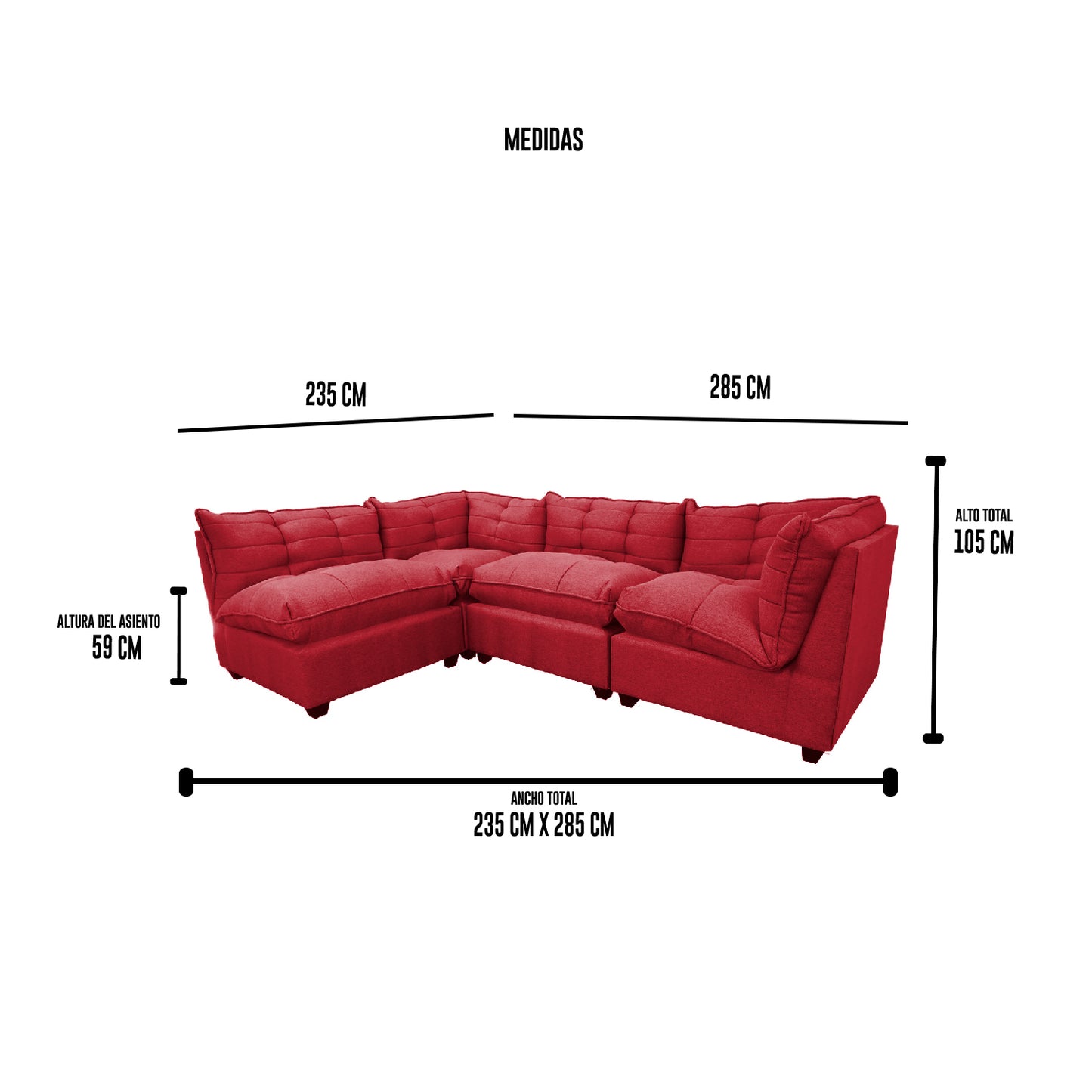 Seccional Berlín - Tela (Lino Soft) Burdeo