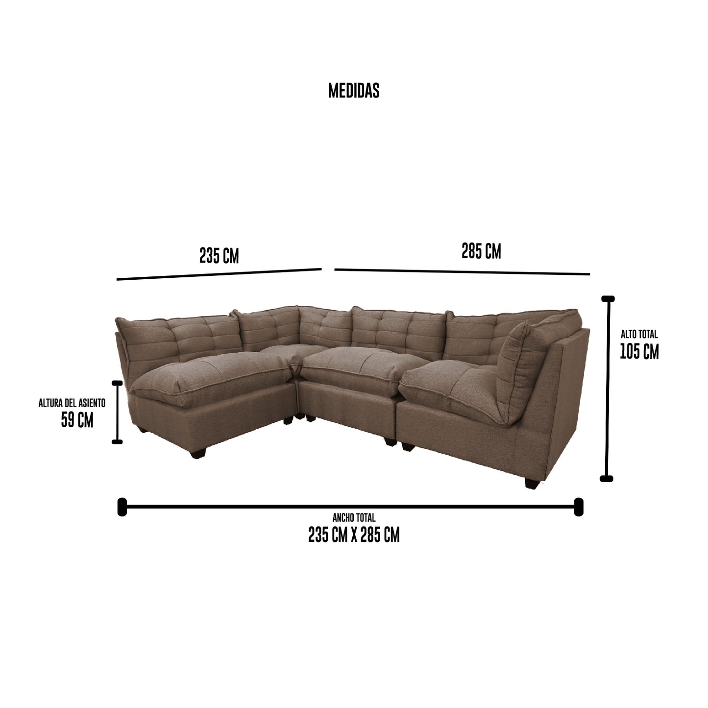 Seccional Berlín - Tela (Lino Soft) Café
