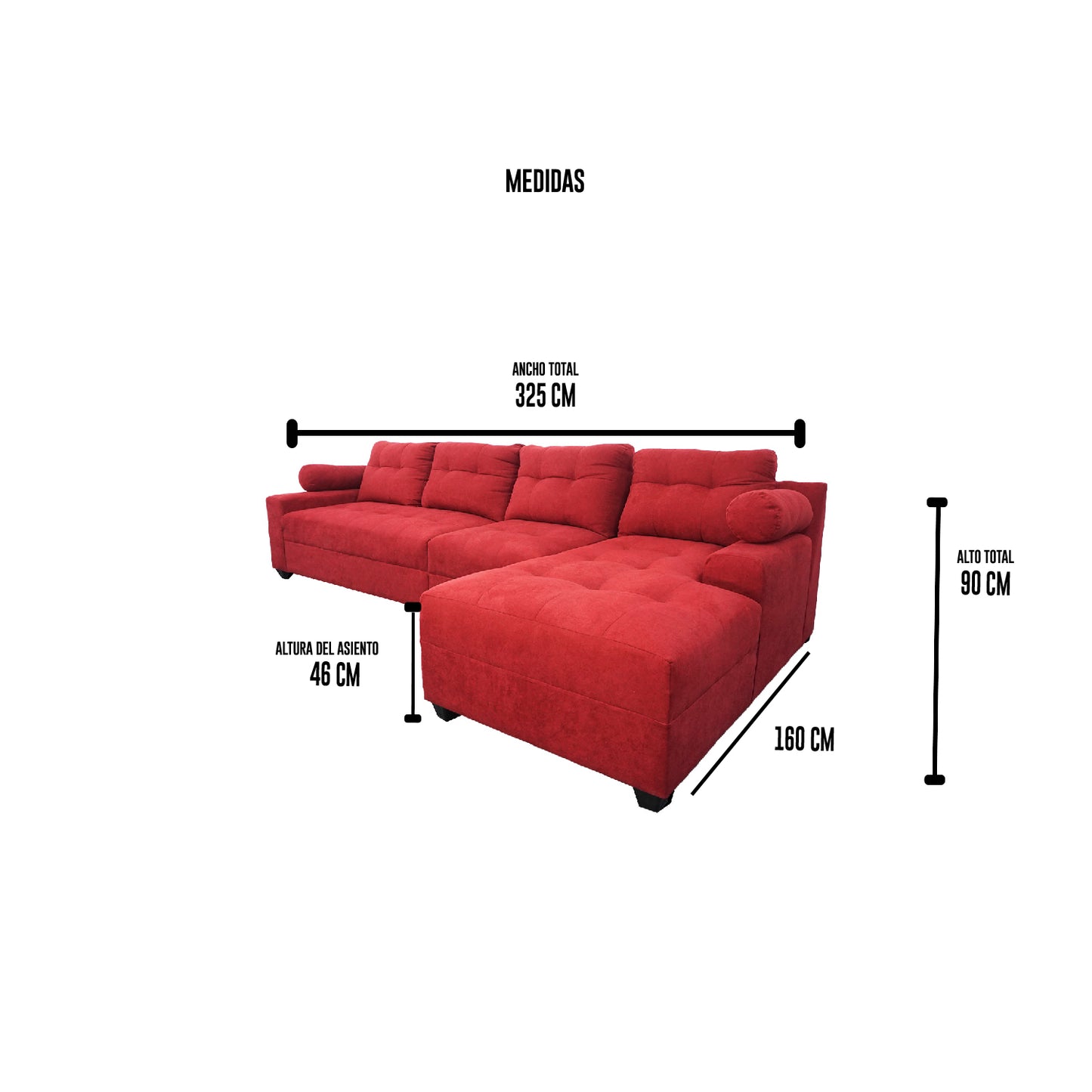 Seccional Dubai XL - Tela (Lino Soft) Burdeo