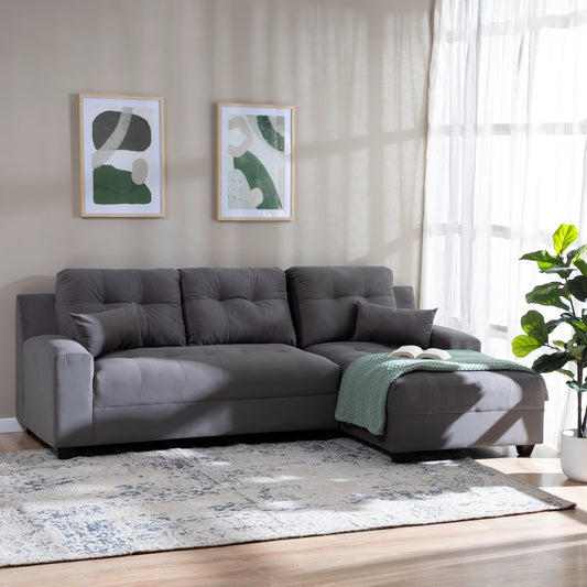 Seccional Dubai XS Derecho en Velvet Gris – Elegancia Compacta y Máximo Confort