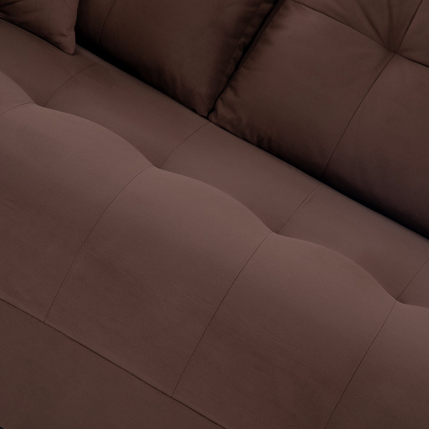 Seccional Dubai XS Derecho en Velvet Café – Elegancia Compacta y Máximo Confort