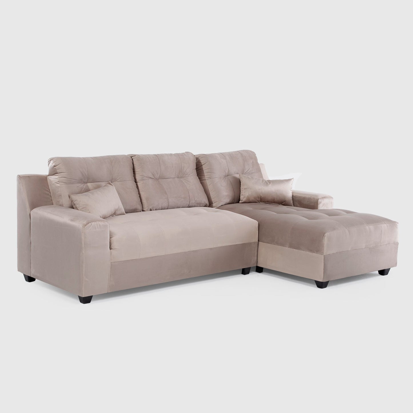 Seccional Dubai XS Derecho en Velvet Beige – Elegancia Compacta y Máximo Confort