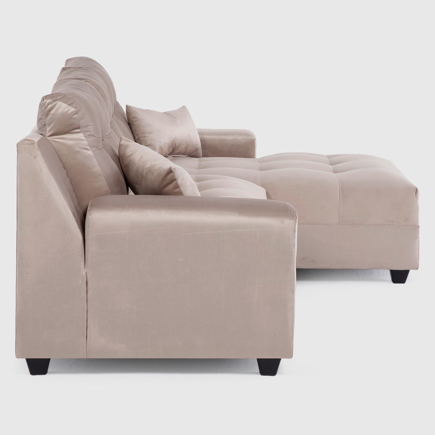 Seccional Dubai XS Derecho en Velvet Beige – Elegancia Compacta y Máximo Confort