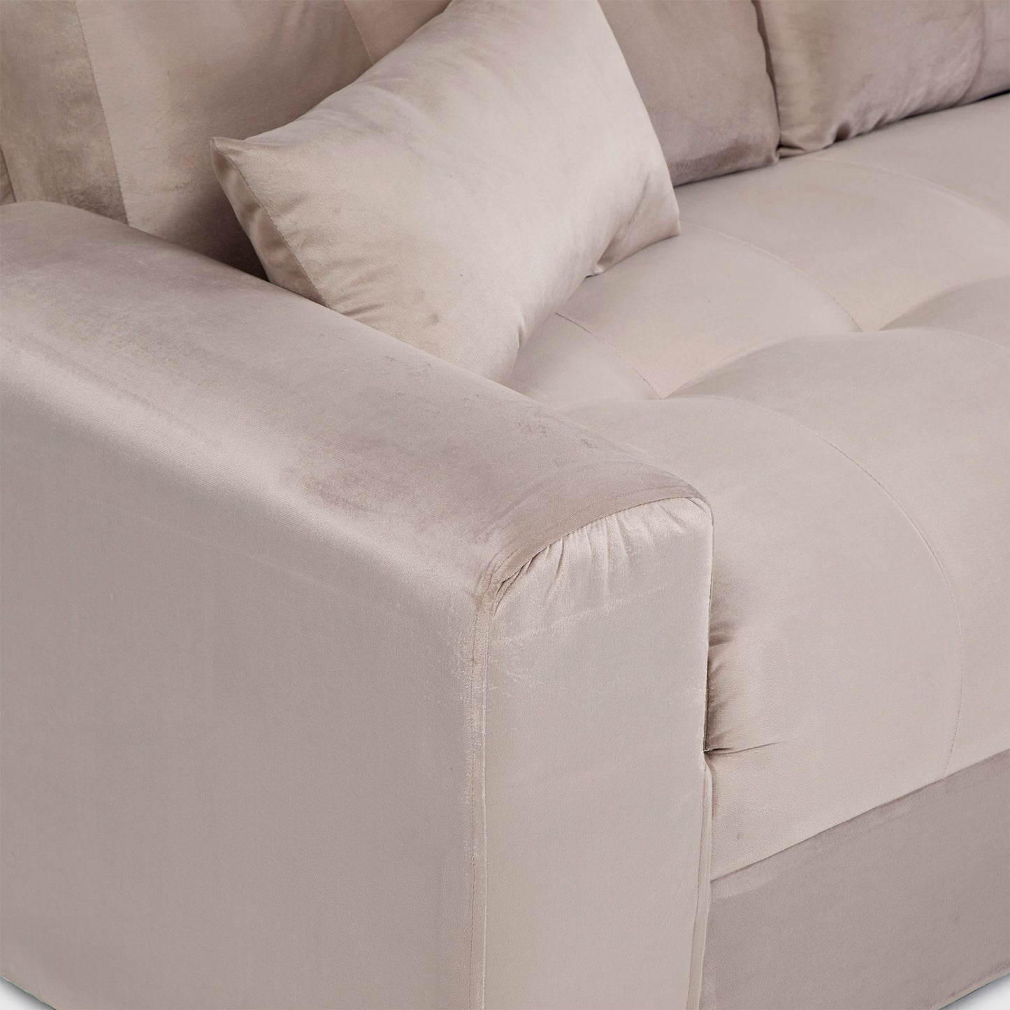 Seccional Dubai XS Derecho en Velvet Beige – Elegancia Compacta y Máximo Confort