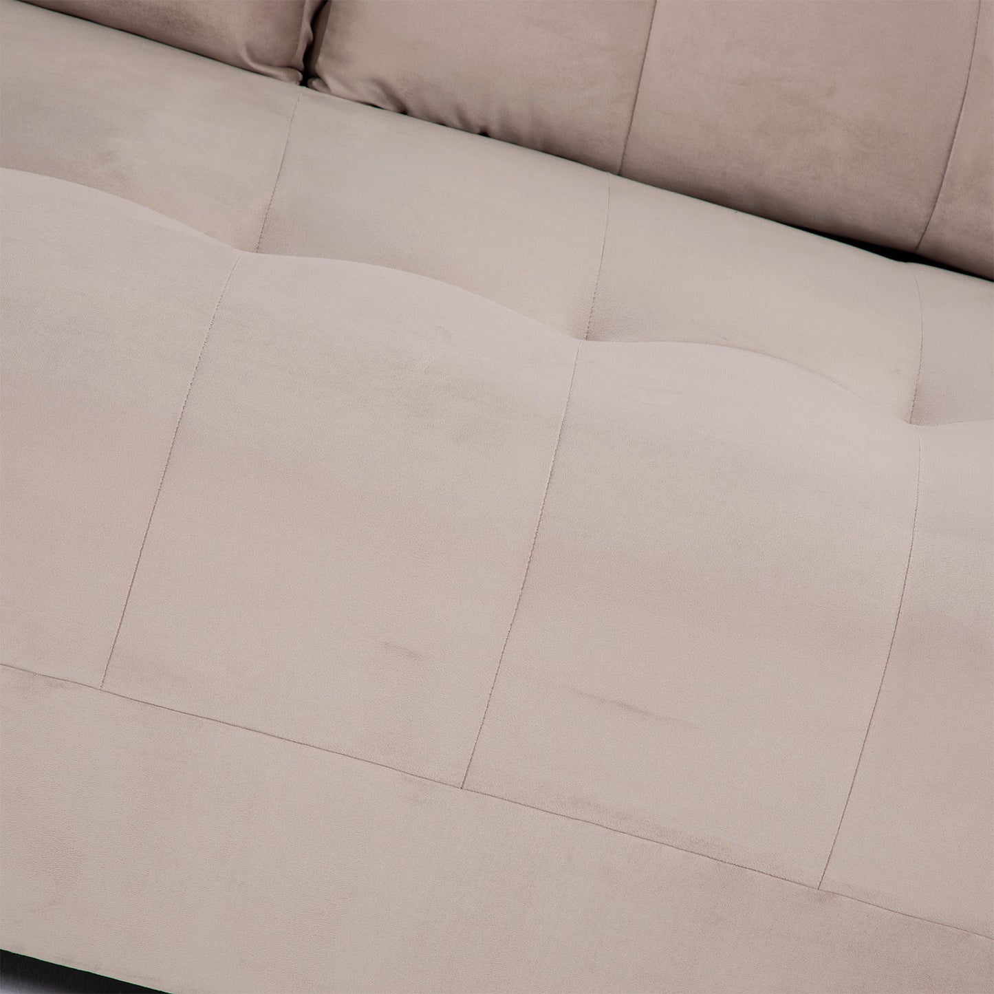 Seccional Dubai XS Derecho en Velvet Beige – Elegancia Compacta y Máximo Confort