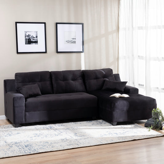 Seccional Dubai XS Derecho en Velvet Negro – Elegancia Compacta y Máximo Confort