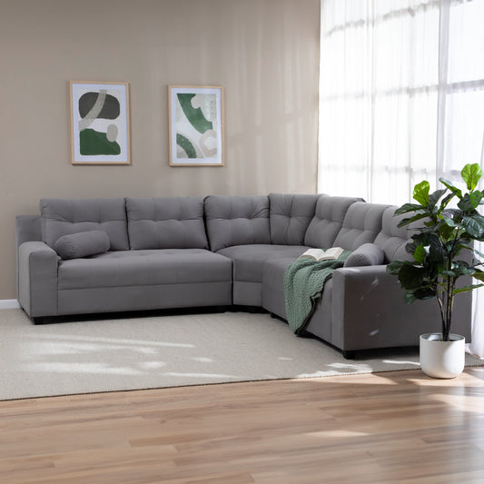 Seccional Nápoles Curvo Velvet Gris – El sofá que tu hogar está esperando