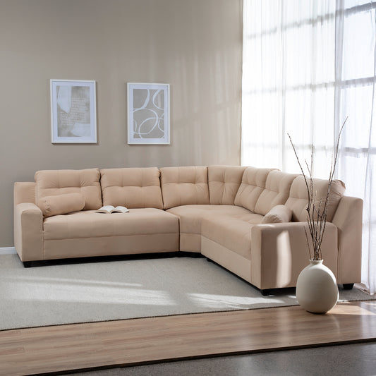 Seccional Nápoles Curvo Velvet Beige – El sofá que tu hogar está esperando