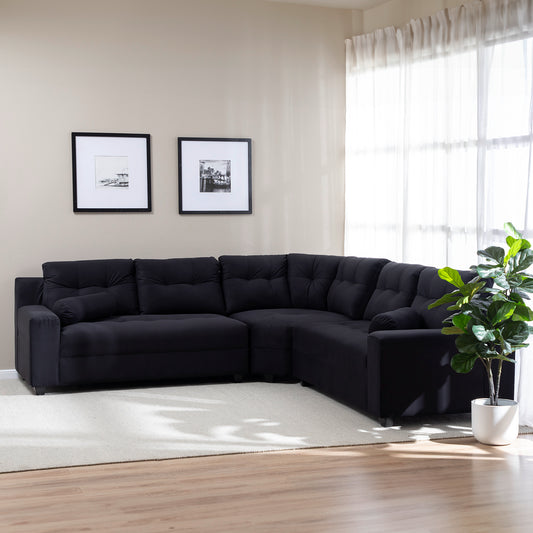 Seccional Nápoles Curvo Velvet Negro – El sofá que tu hogar está esperando