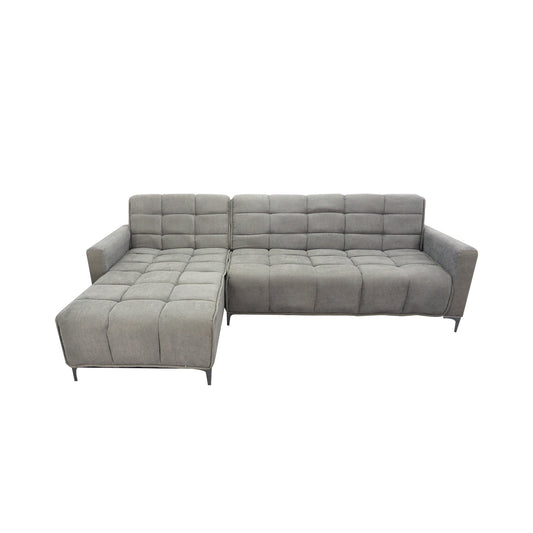 Seccional Reclinable Dakota - Tela (Lino Soft) Gris