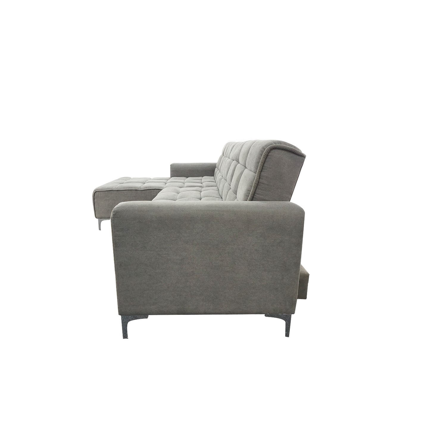 Seccional Reclinable Dakota - Tela (Lino Soft) Gris