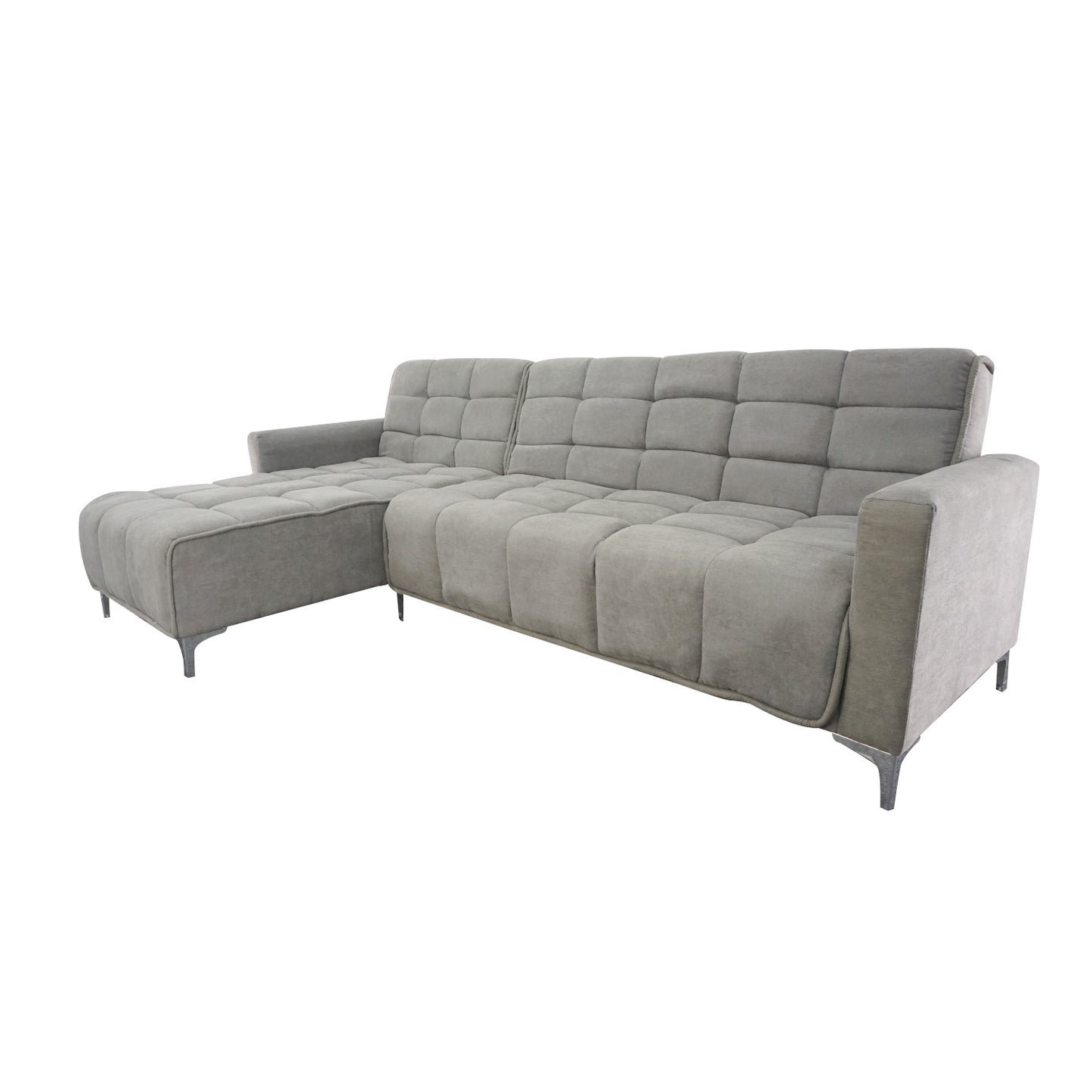 Seccional Reclinable Dakota - Tela (Lino Soft) Gris