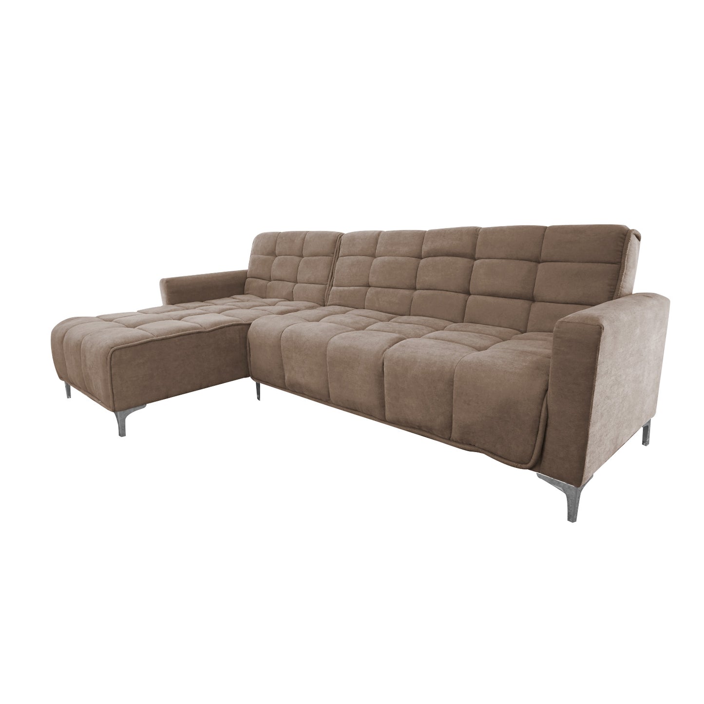 Seccional Reclinable Dakota - Tela (Lino Soft) Café