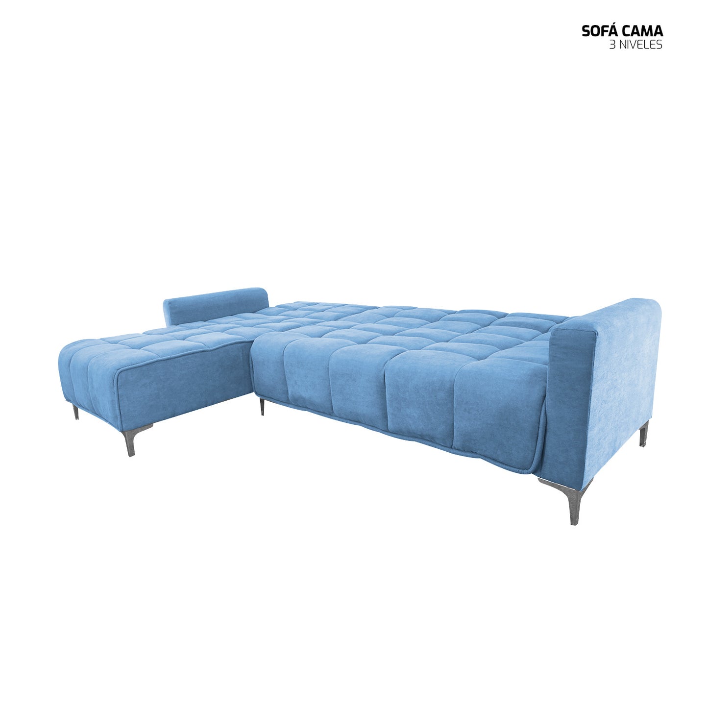 Seccional Reclinable Dakota - Tela (Lino Soft) Azul