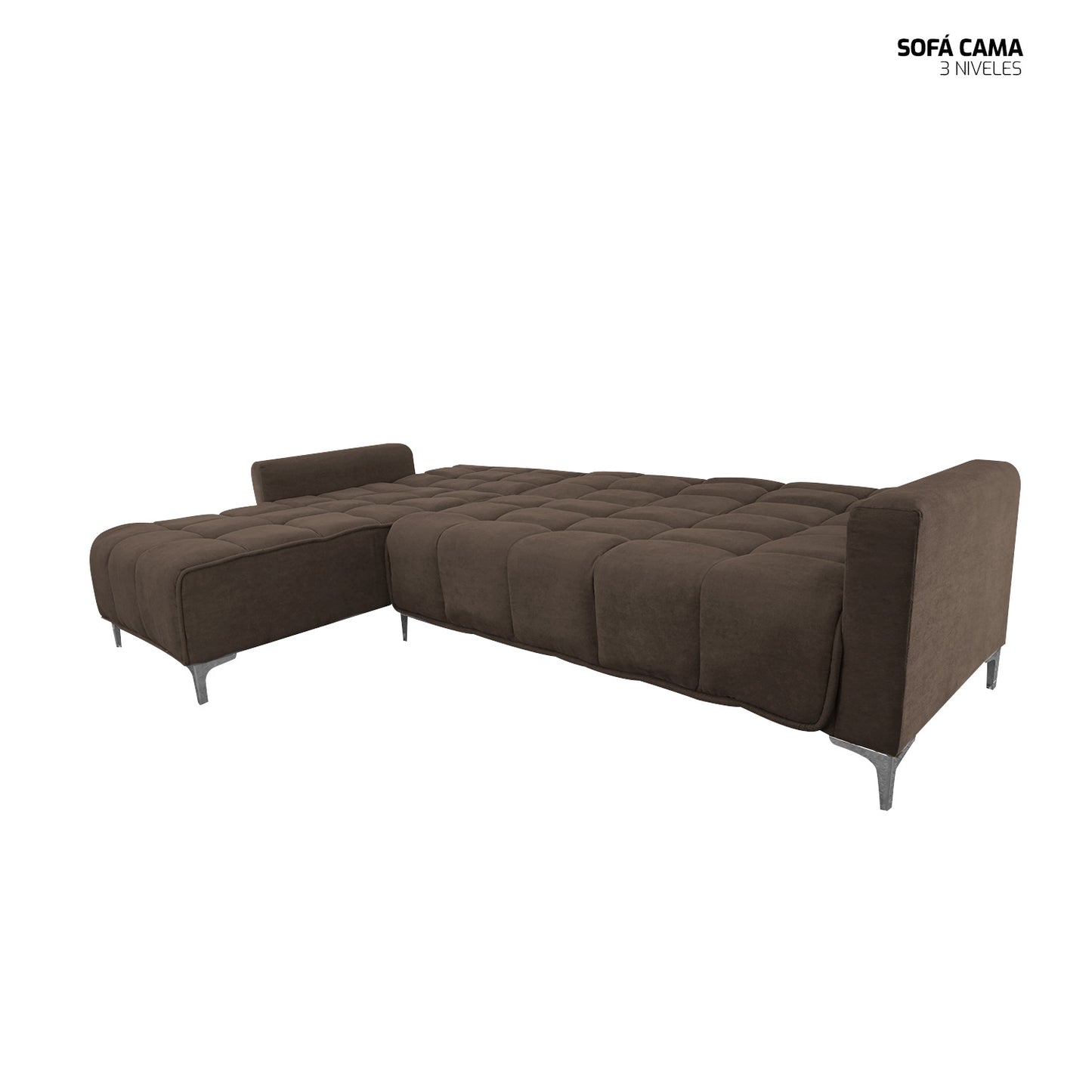 Seccional Reclinable Dakota - Tela (Lino Soft) Café