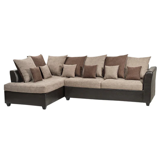 Seccional Madison - Tela (Lino Soft)/ PU Café/Beige