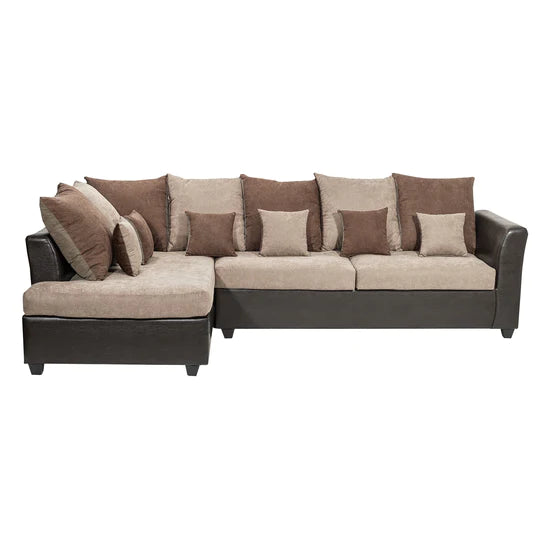 Seccional Madison - Tela (Lino Soft)/ PU Café/Beige