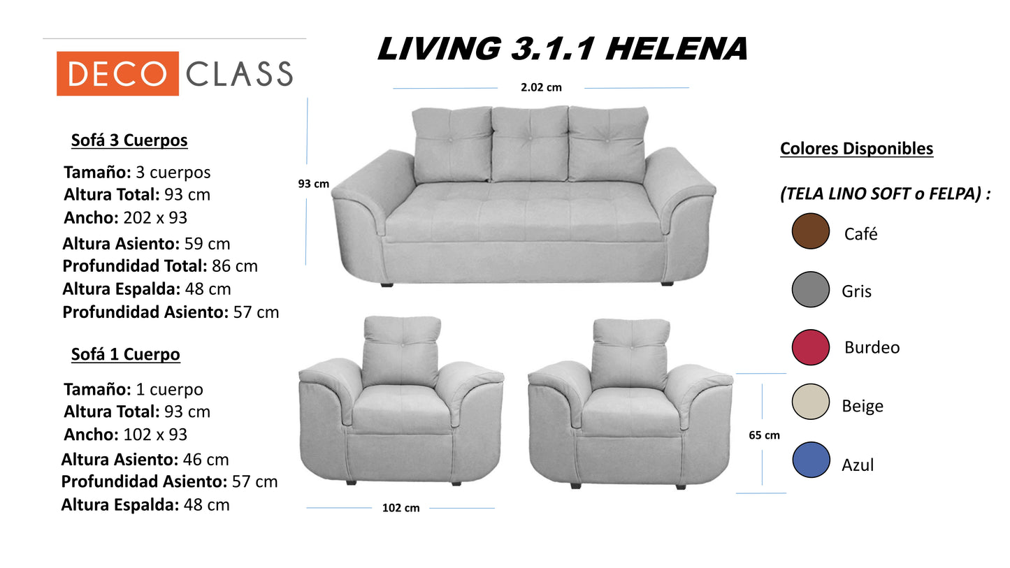 Living 3.1.1 Helena - Tela (Lino Soft) Azul