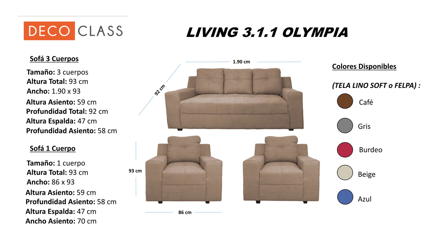 Living 3.1.1 Olympia - Tela (Lino Soft) Burdeo