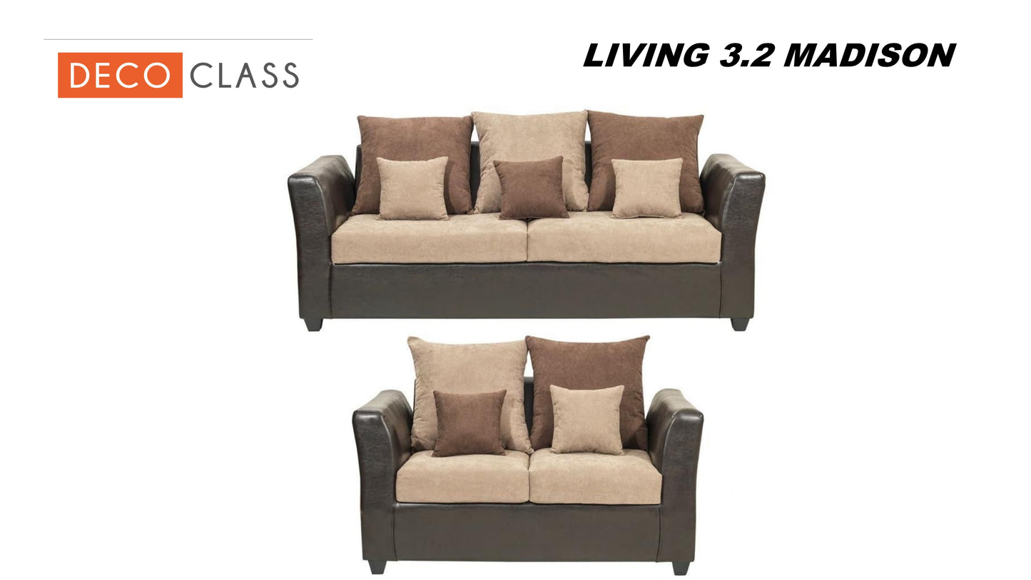 Living 3.2 Madison - Tela (Lino Soft) / PU Café/Beige