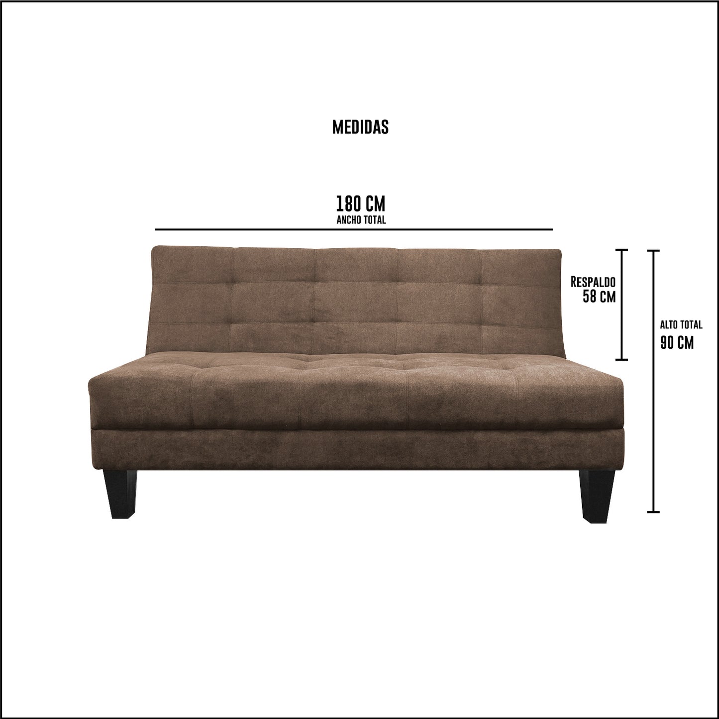 SOFA CAMA ACOLCHADO 190CM LINO - MUEBLES CHILE