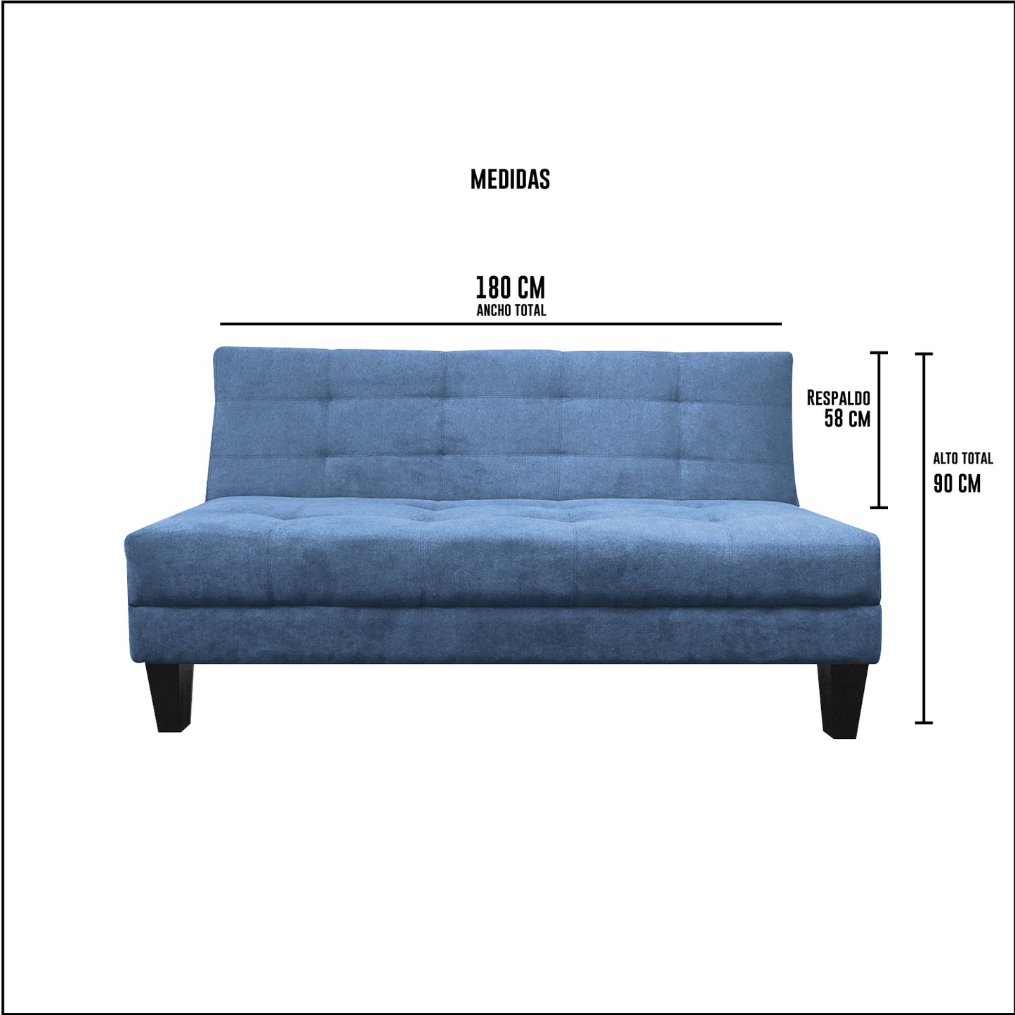 Sofa Cama Luisiana - Tela (Lino Soft) Azul