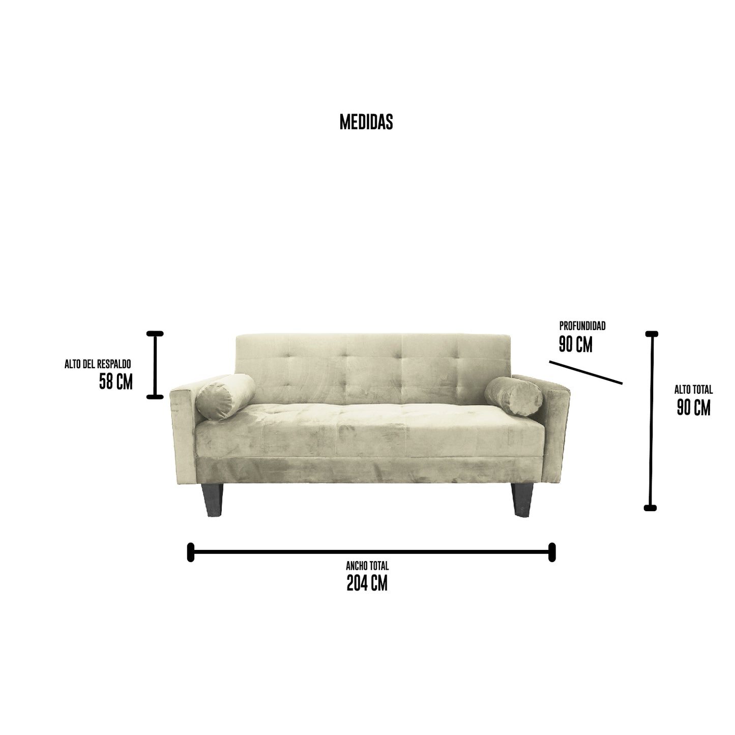 Sofa Cama Virginia - Felpa Beige