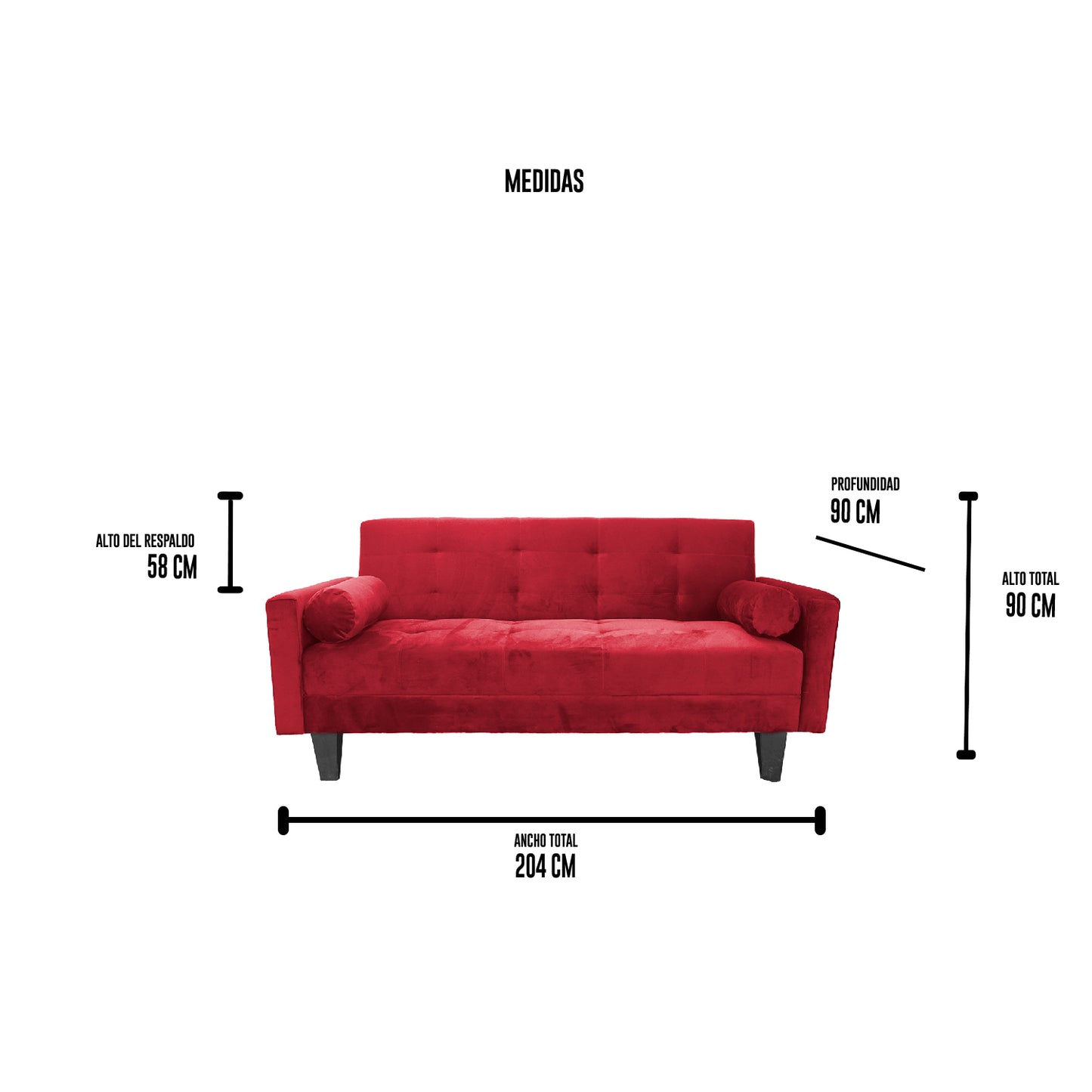 Sofa Cama Virginia - Felpa Burdeo