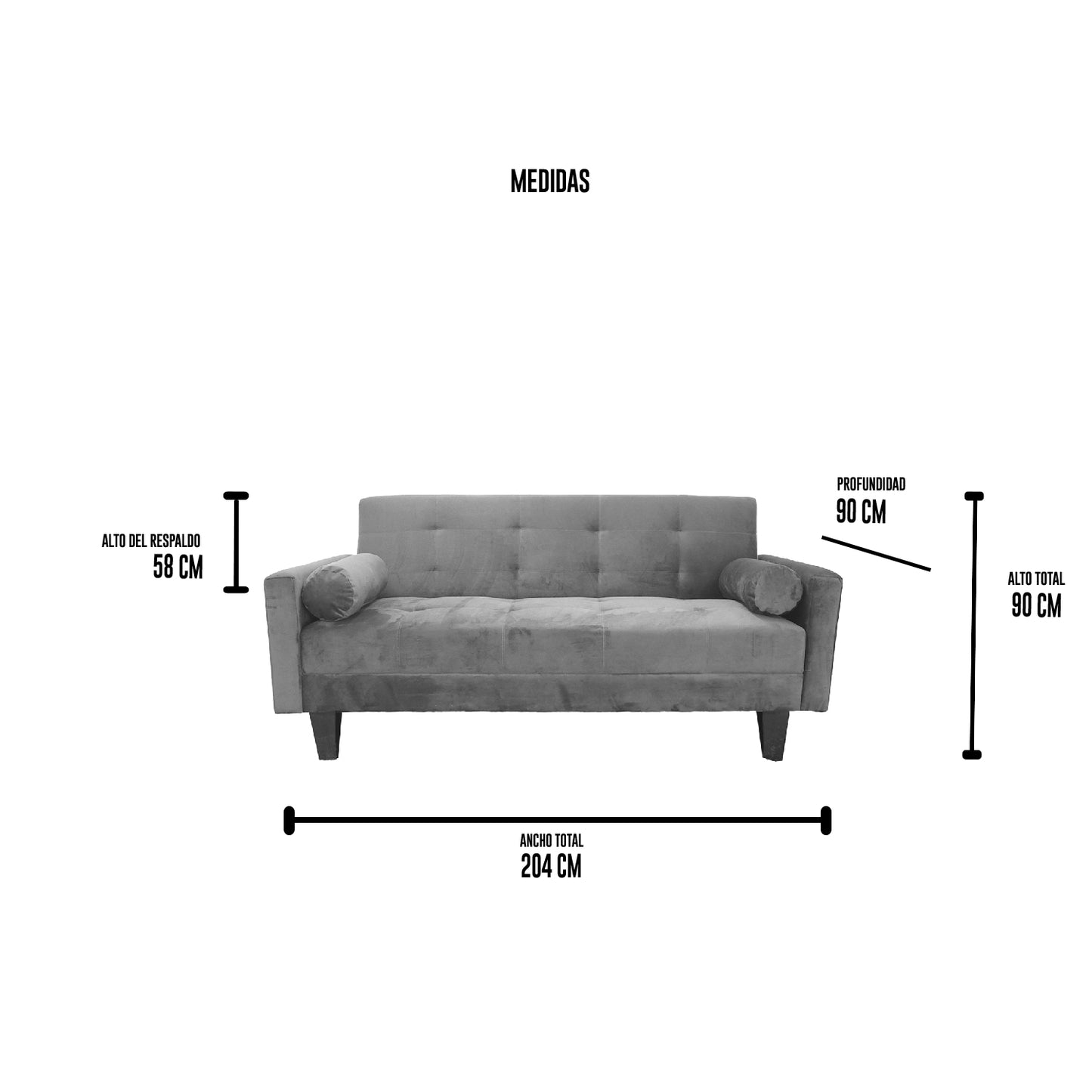 Sofa Cama Virginia - Felpa Gris