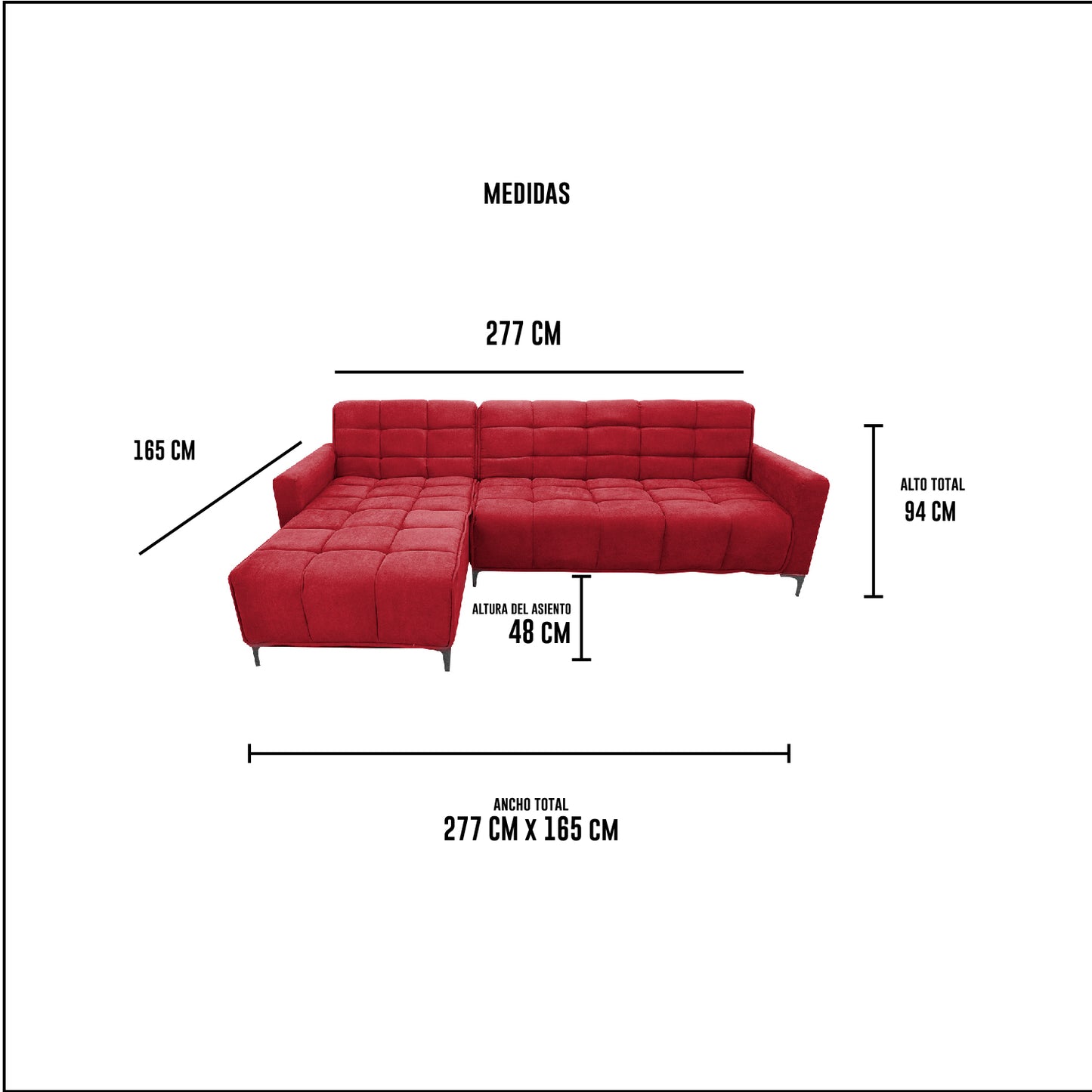 Seccional Reclinable Dakota - Tela (Lino Soft) Burdeo