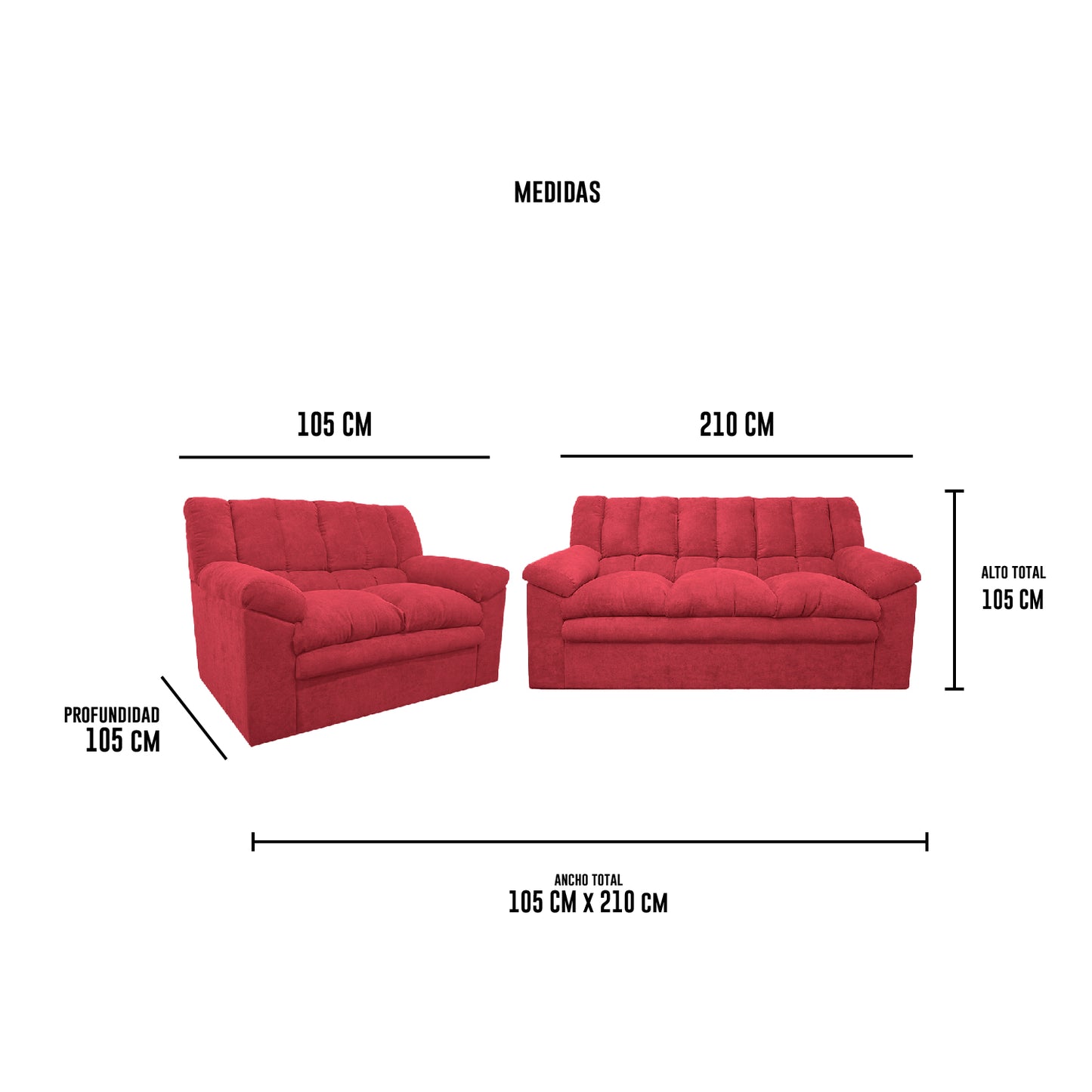 Sofa Georgia 3.2 - Tela (Lino Soft) Burdeo