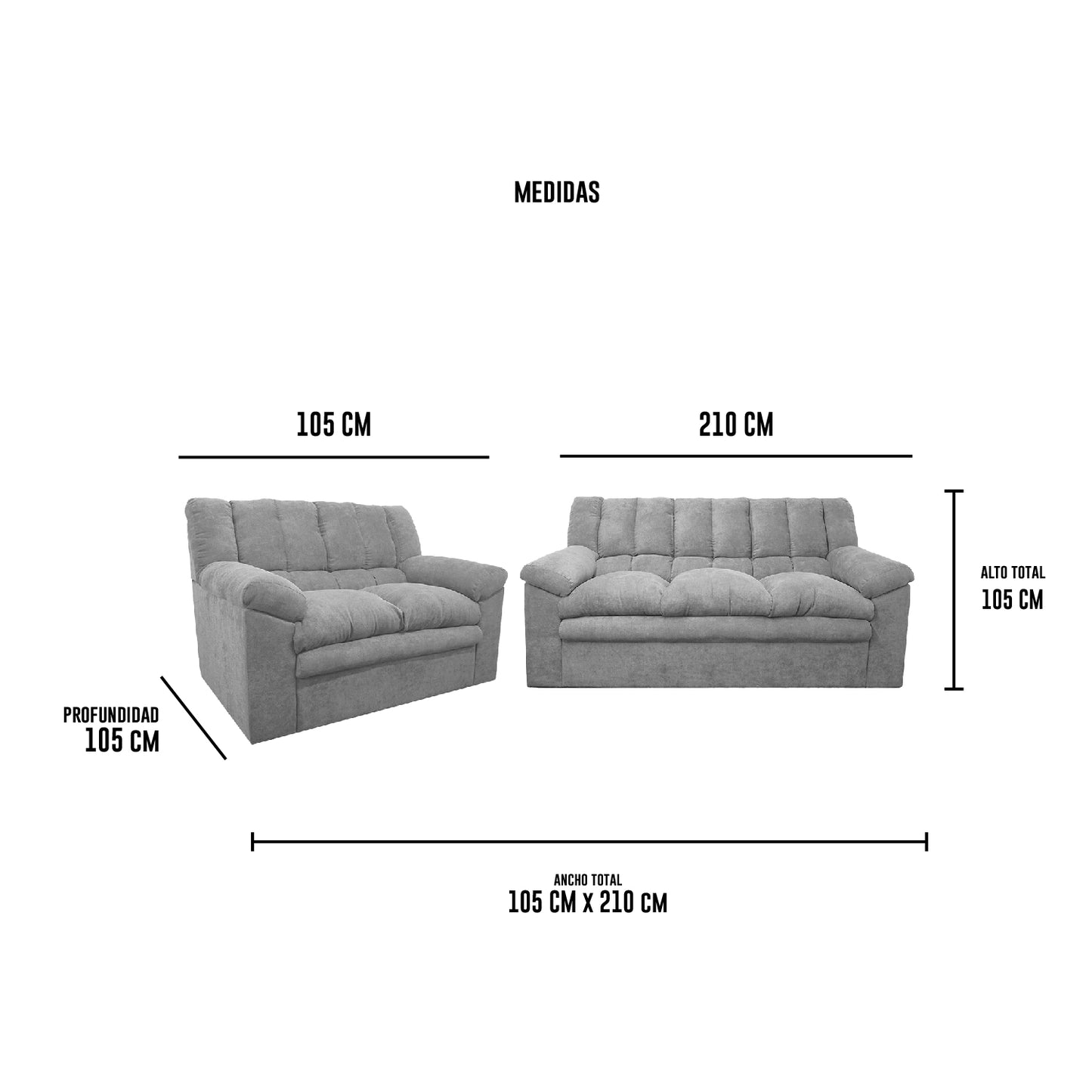 Sofa Georgia 3.2 - Tela (Lino Soft) Gris