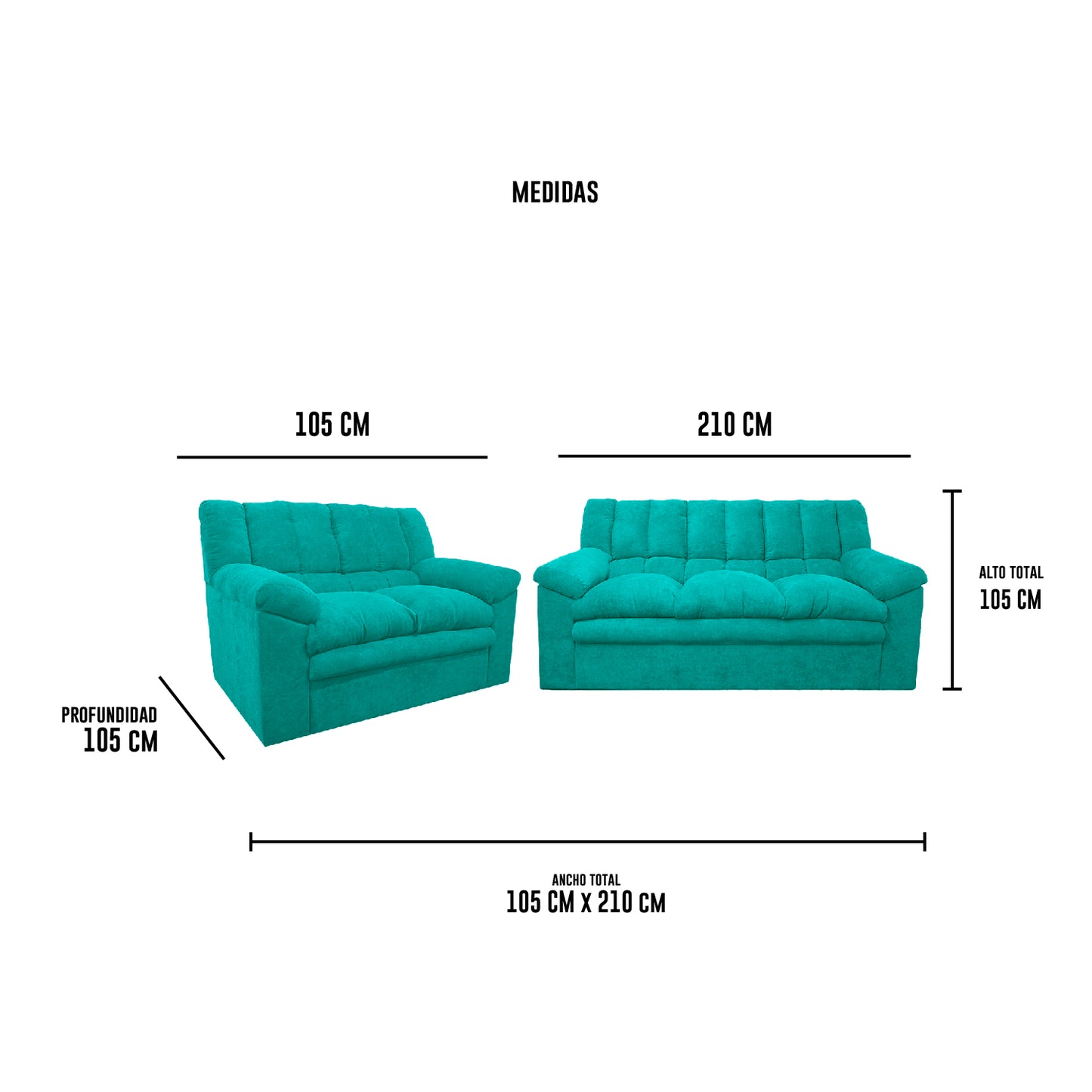 Sofa Georgia 3.2 - Tela (Lino Soft) Turquesa