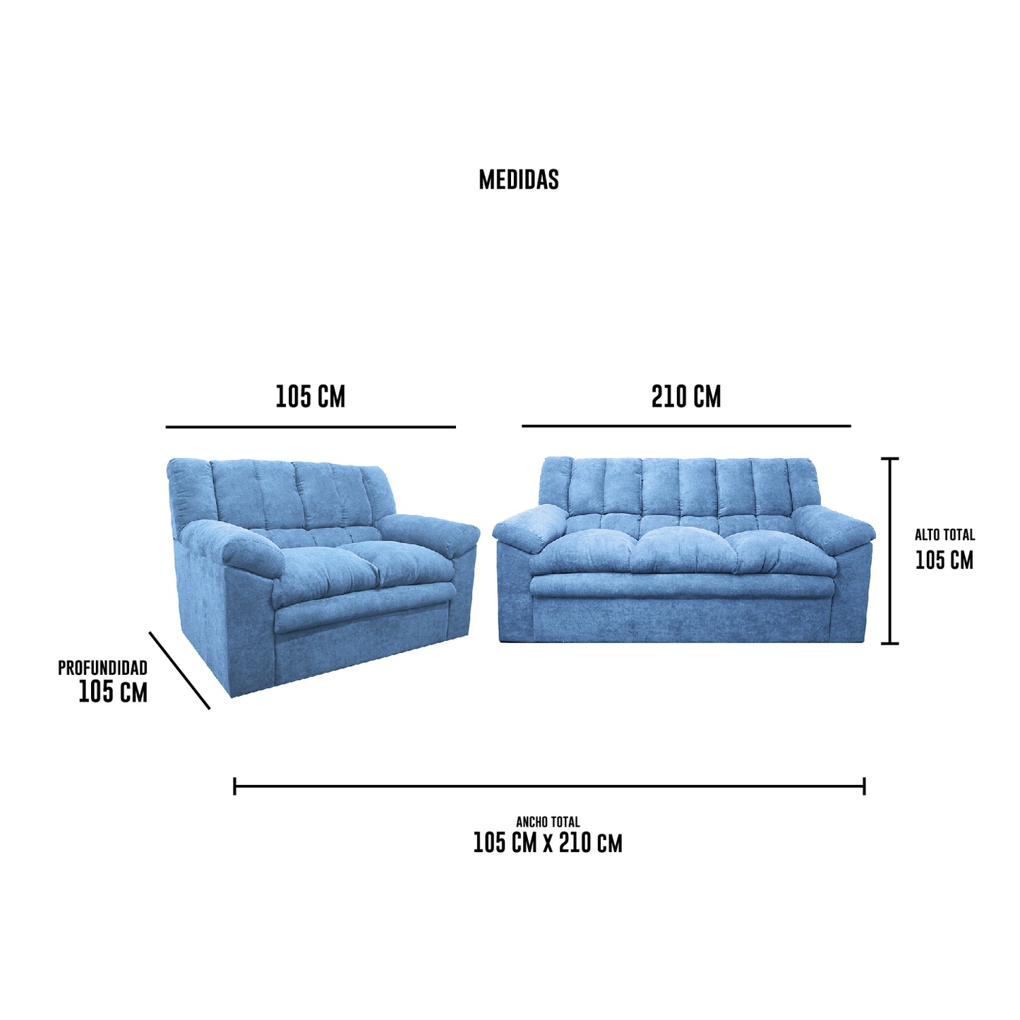 Sofa Georgia 3.2 - Tela (Lino Soft) Azul