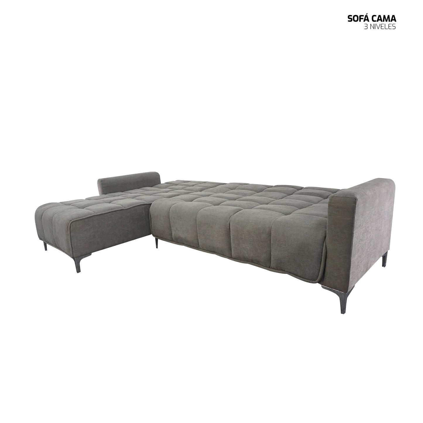 Seccional Reclinable Dakota - Tela (Lino Soft) Gris